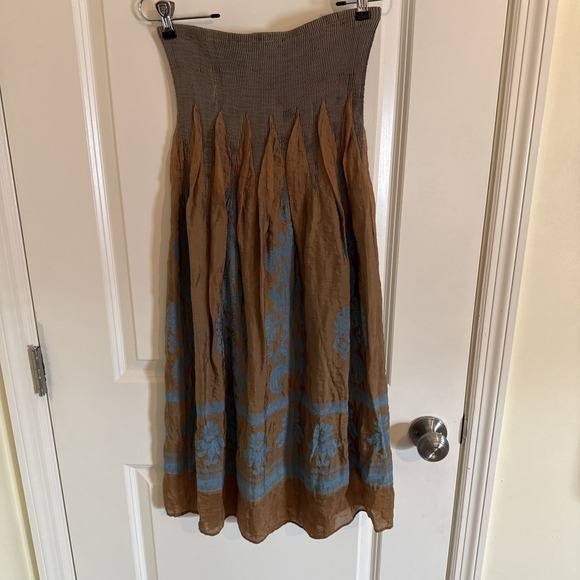 Lapis Dresses & Skirts - Lapis Strapless Midi Dress Convertible Skirt One Size Copper & Teal Artsy Boho